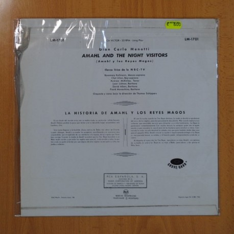 MENOTTI - AMAHL AND THE NIGHT VISITORS - LP