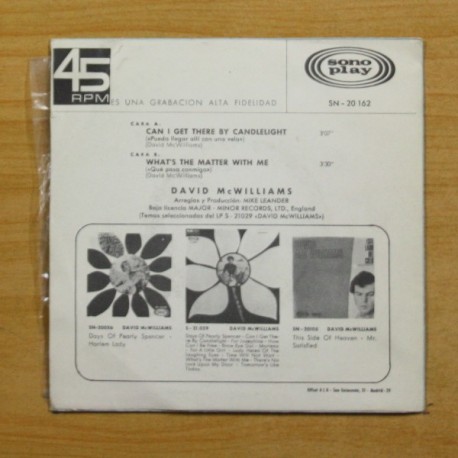 DAVID MCWILLIAMS - CAN I GET THERE BY CANDLELIGHT - SINGLE