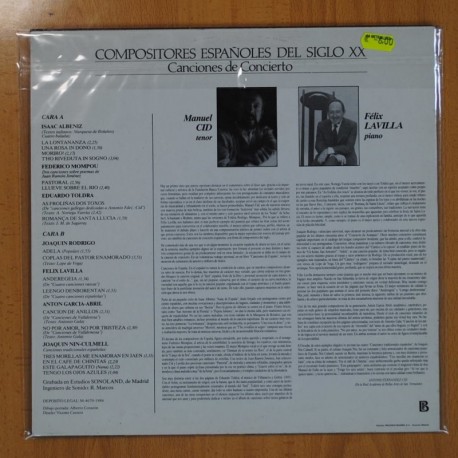 VARIOS - COMPOSITORES ESPAÅOLES DEL SIGLO XX - LP