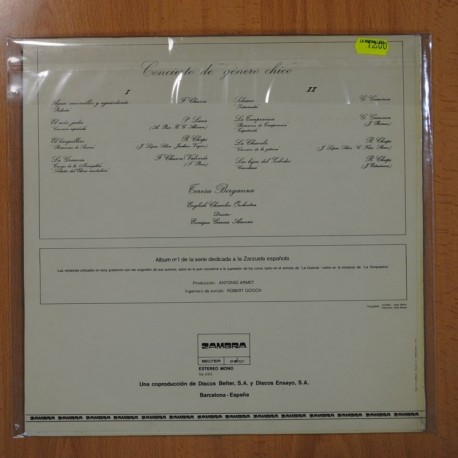 TERESA BERGANZA / ENRIQUE GARCIA ASENSIO - UN CONCIERTO DE GENERO CHICO - LP