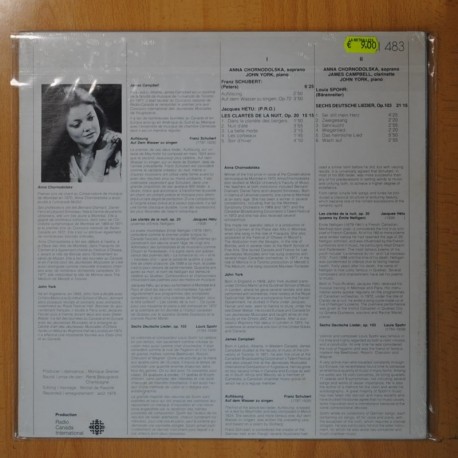 ANNA CHORNODOLSKA / JAMES CAMPBELL / JOHN YORK - SCHUBERT - LP
