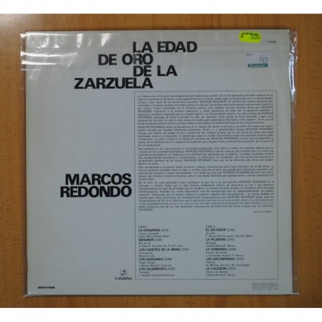 MARCOS REDONDO - LA EDAD DE ORO DE LA ZARZUELA VOL 2 - LP