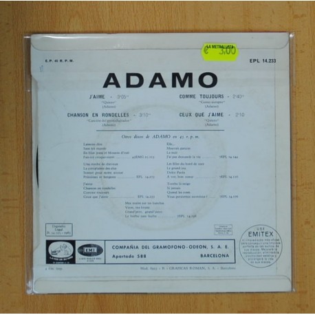 ADAMO - JÂ´AIME + 3 - EP