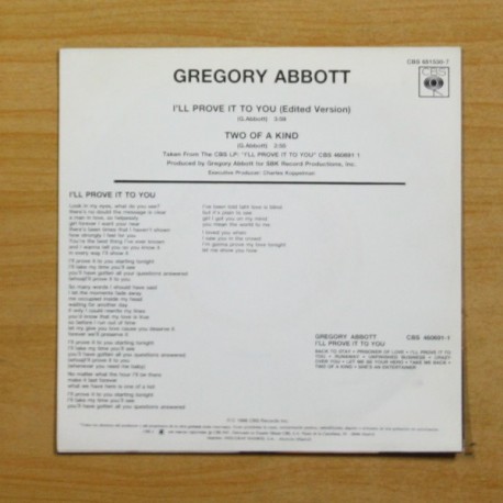 GREGORY ABBOTT - IÂ´LL PROVE IT TO YOU - SINGLE