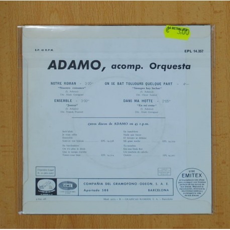 ADAMO - NOTRE ROMAN +3 - EP