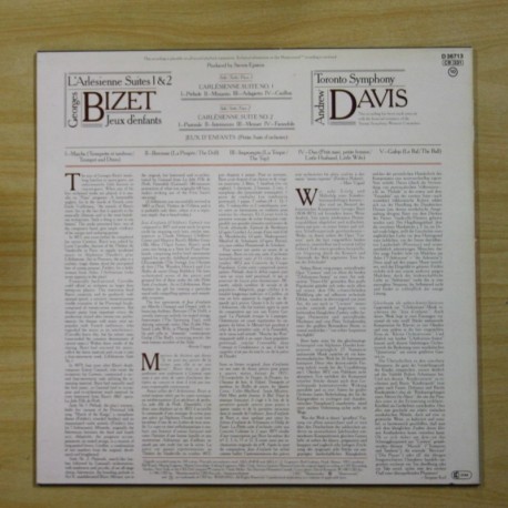 ANDREW DAVIS / GEORGES BIZET - L´ARLESIENNE SUITES 1 & 2 - LP