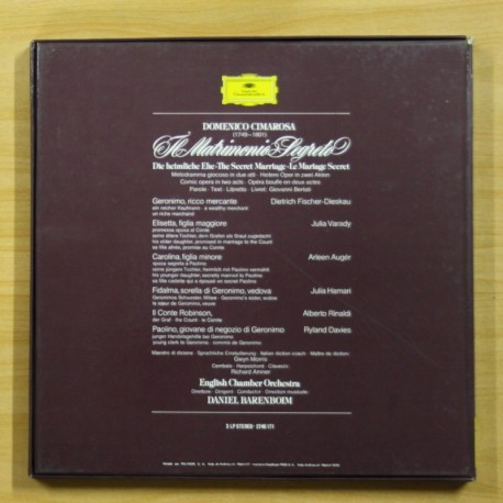 DOMENICO CIMAROSA - IL MATRIMONIO SEGRETO - BOX 3 LP