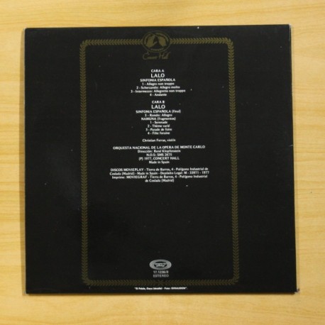 LALO - SINFONIA ESPAÑOLA EN RE MENOR OP 21 - GATEFOLD - LP
