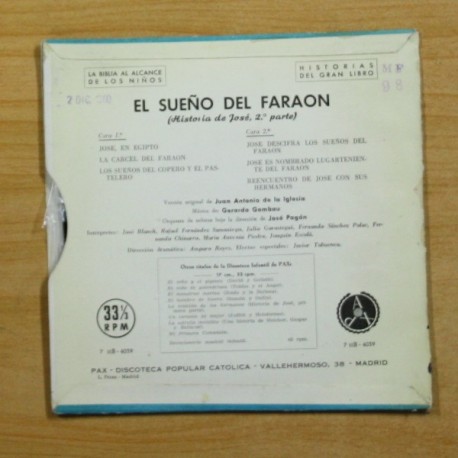HISTORIAS DEL GRAN LIBRO - EL SUEÃO DEL FARAON - SINGLE