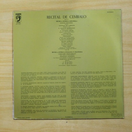 VACLAV JAN SYKORA / ZUZANA RUZICKOVA - RECITAL DE CEMBALO - LP