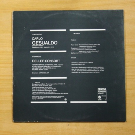 CARLO GESUALDO DA VENOSA - TROISIEME NOCTURNE DU VENDREDI SAINT VOL 3 - GATEFOLD - LP