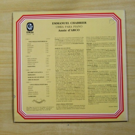 EMMANUEL CHABRIER - L´OEUVRE DE PIANO - GATEFOLD - 2 LP