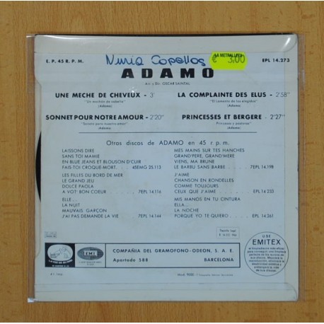 ADAMO - UNE MECHE DE CHEVEUX + 3 - EP