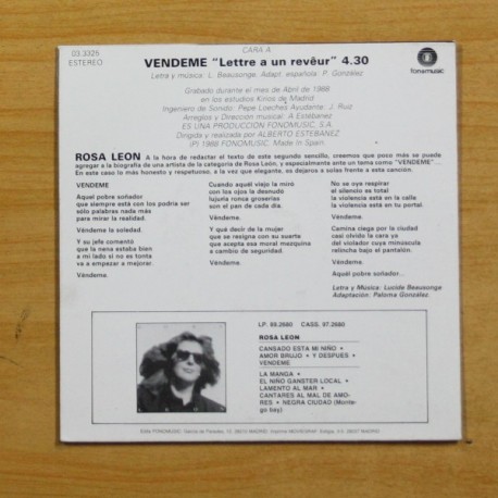 ROSA LEON - VENDEME - SINGLE