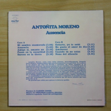 ANTOÑITA MORENO - AUSENCIA - LP