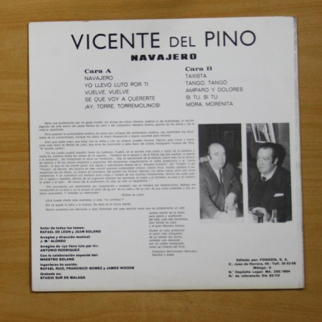 VICENTE DEL PINO - NAVAJERO - LP