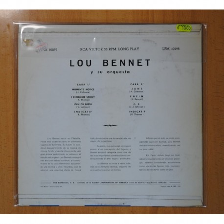 LOU BENNET Y SU ORQUESTA - MOMENT´S NOTICE + 7 - LP