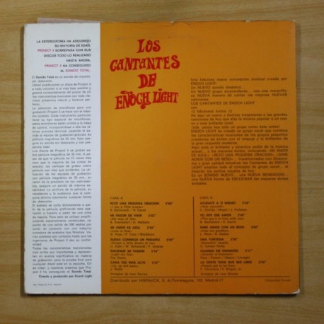 LOS CANTANTES DE ENOCH LIGHT - LOS CANTANTES DE ENOCH LIGHT - GATEFOLD - LP