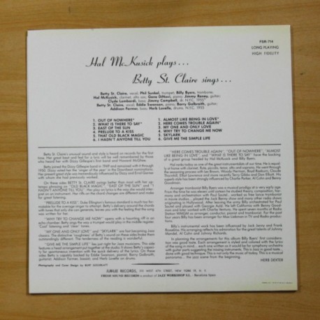 HAL MCKUSICK - PLAYS BETTY ST. CLAIRE SINGS - LP