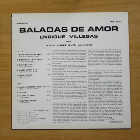ENRIQUE VILLEGAS - BALADAS DE AMOR - LP