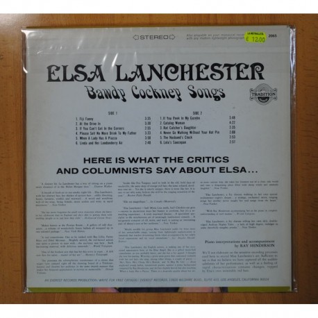 ELSA LANCHESTER - BAWDY COCKNEY SONGS - LP