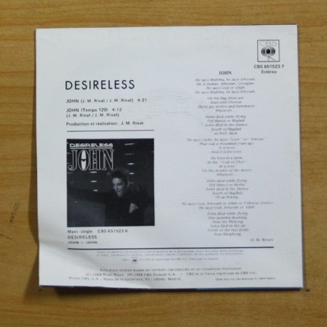 DESIRELESS - JOHN - SINGLE