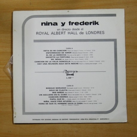 NINA Y FREDERIK - DIRECTO DESDE EL ROYAL ALBERT HALL DE LONDRES - LP