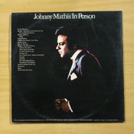 JOHNNY MATHIS - IN PERSON LIVE AT LAS VEGAS - GATEFOLD - 2 LP