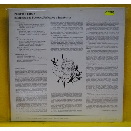 PEDRO LERMA - INTERPRETA SUS BOCETOS PRELUDIOS E IMPRONTUS - LP