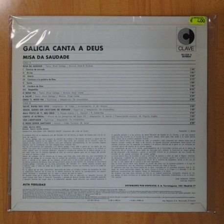 VARIOS - GALICIA CANTA A DEUS MISA DA SAUDADE - LP