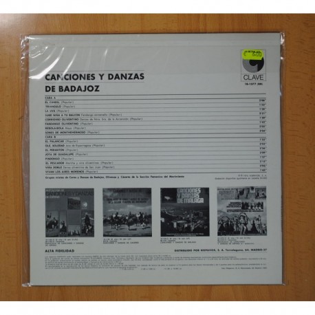VARIOS - CANCIONES Y DANZAS DE BADAJOZ - LP