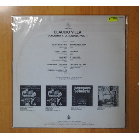 CLAUDIO VILLA - CONCIERTO A LA ITALIANA - LP