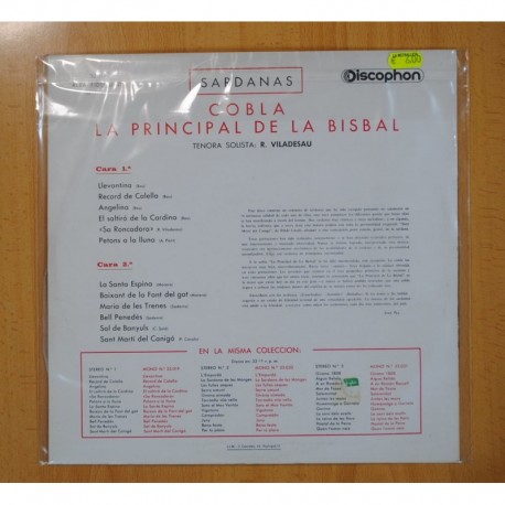 COBLA LA PRINCIPAL DE LA BISBAL - SARDANAS - LP