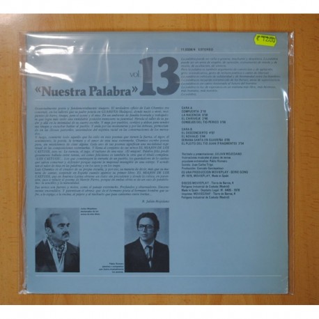 JULIAN MOJEDANO - LUIS CHAMIZO NUESTRA PALABRA VOL 13 - LP