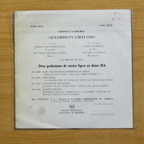 TRIO MUSETTE DE PARIS - LA PLUS BATH DES JAVAS + 3 - EP