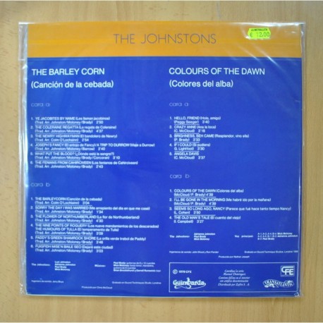 THE JOHNSTONS - THE BARLEY CORN - GATEFOLD - 2 LP