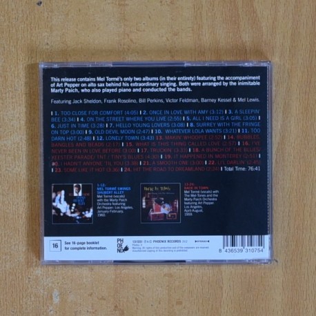 MEL TORME - SWINGS SHUBERT ALLEY / BACK IN TOWN - CD
