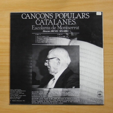 ESCOLANIA DE MONTSERRAT - CANCONS POPULARS CATALANES - LP