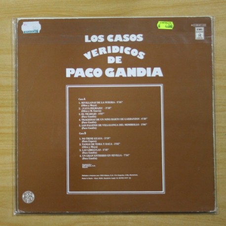 PACO GANDIA - LOS CASOS VERIDICOS DE PACO GANDIA - LP