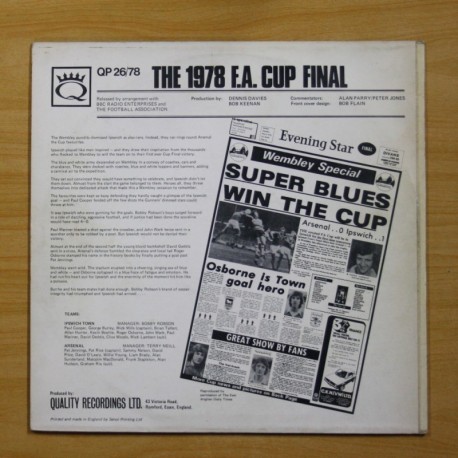 PETER JONES / ALAN PARRY - BOBBY´S DAZZLERS 1978 F.A. CUP FINAL IPSWICH 1 ARSENAL 0 - LP