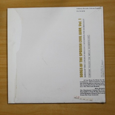 VARIOS - SONGS OF THE SPANISH CIVIL WAR VOL 1 - LP