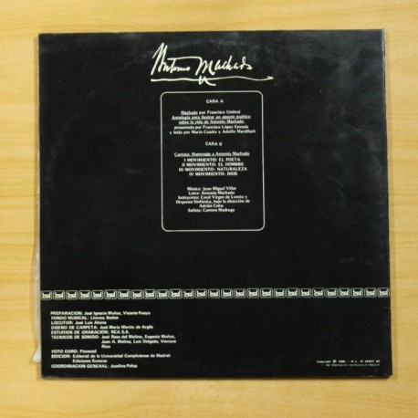 VARIOS - HOMENAJE A ANTONIO MACHADO EN EL XL ANIVERSARIO DE SU MUERTE - GATEFOLD - LP