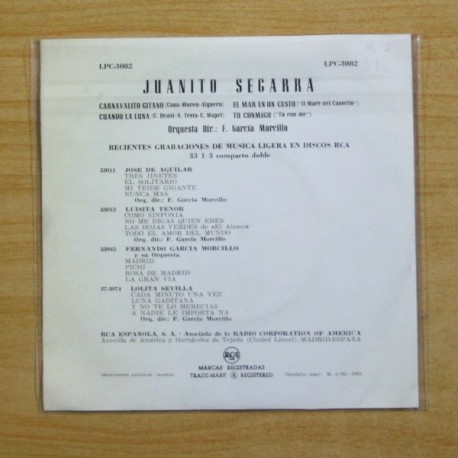 JUANITO SEGARRA - CARNAVALITO GITANO + 3 - EP