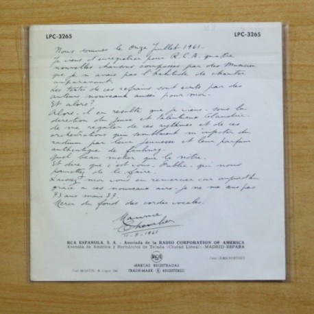 MAURICE CHEVALIER - AH DONNEZ M´EN DE LA CHANSON + 3 - EP