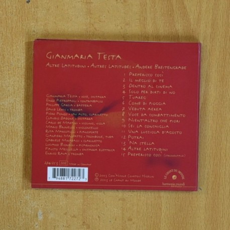 GIANMARIA TESTA - ALTRE LATITUDINI - CD
