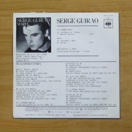 SERGE GUIRAO - SE LLAMABA MARIA - PROMO - SINGLE