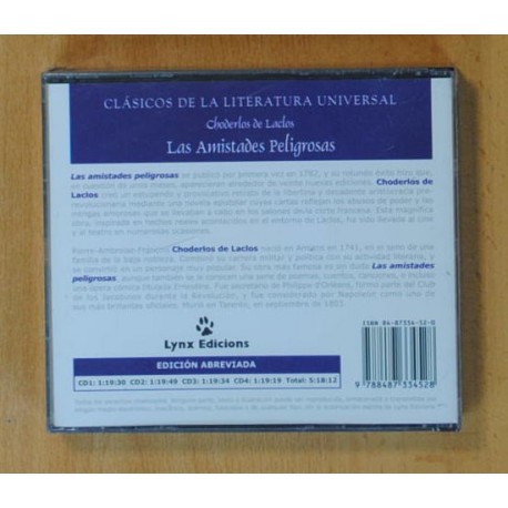 CHODERLOS DE LACLOS - LAS AMISTADES PELIGROSAS (CLASICOS DE LA LITERATURA UNIVERSAL) - CD