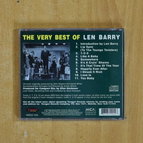 LEN BARRY - THE VERY BEST OF LEN BARRY - CD