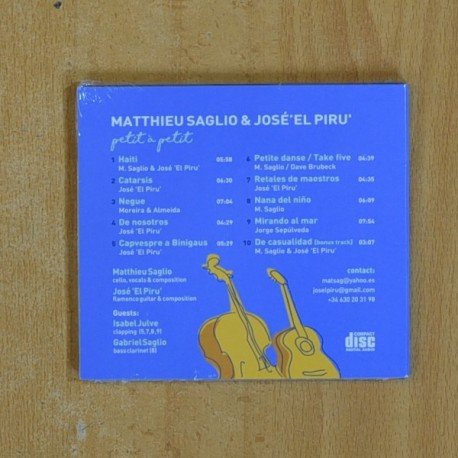 MATTHIEU SAGLIO & JOSE EL PIRU - PETIT A PETIT - CD