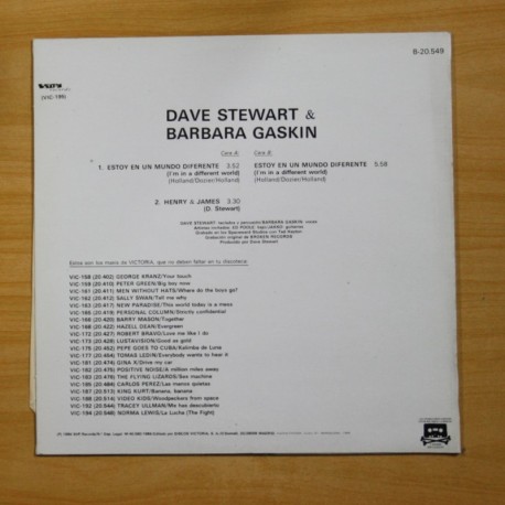 DAVE STEWART / BARBARA GASKIN - I´M IN A DIFFERENT WORLD - MAXI